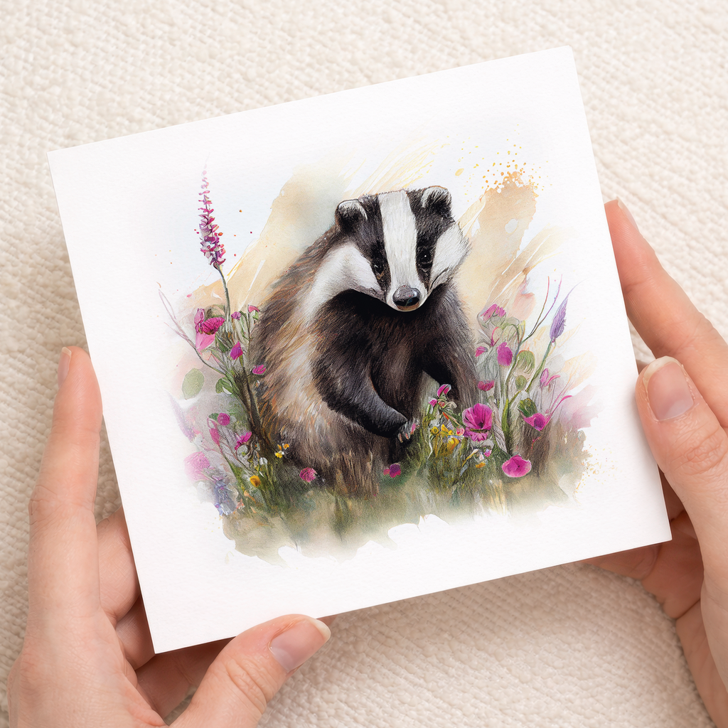 Postcard Prints - Notelet Card of a Badger For Anyone Any Occasion Card For Her or For Him Card For Birthday or Easter Card Thank You Card