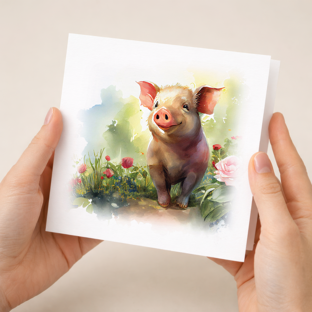 Notelet Card of a Pig For Anyone Any Occasion Card For Her or For Him Card For Birthday or Easter Card Thank You Card