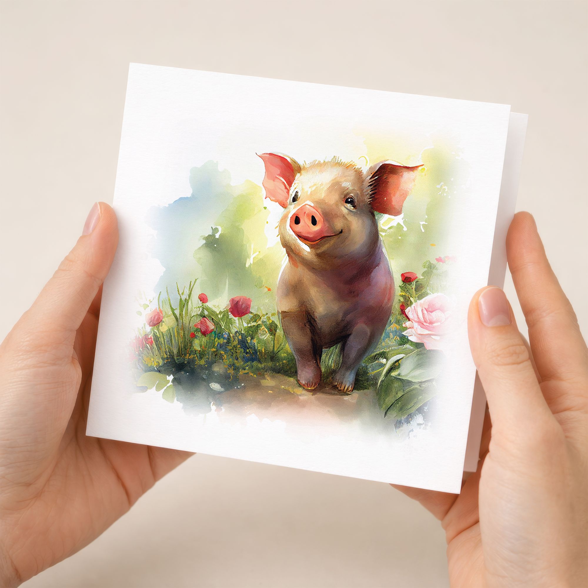 Notelet Card of a Pig For Anyone Any Occasion Card For Her or For Him Card For Birthday or Easter Card Thank You Card