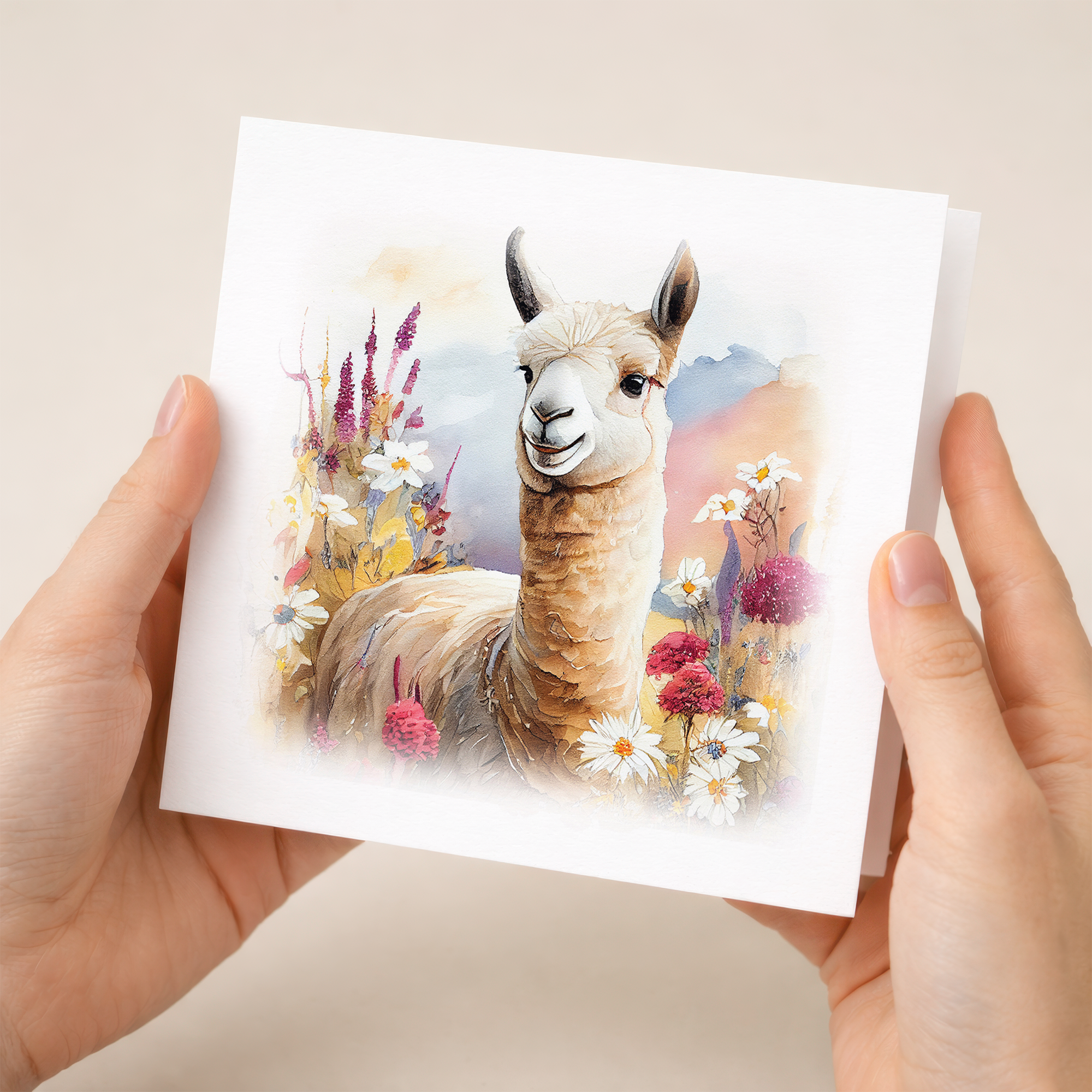 Postcard Prints - Notelet Card of a Llama For Anyone Any Occasion Card For Her or For Him Card For Birthday or Easter Card Thank You Card