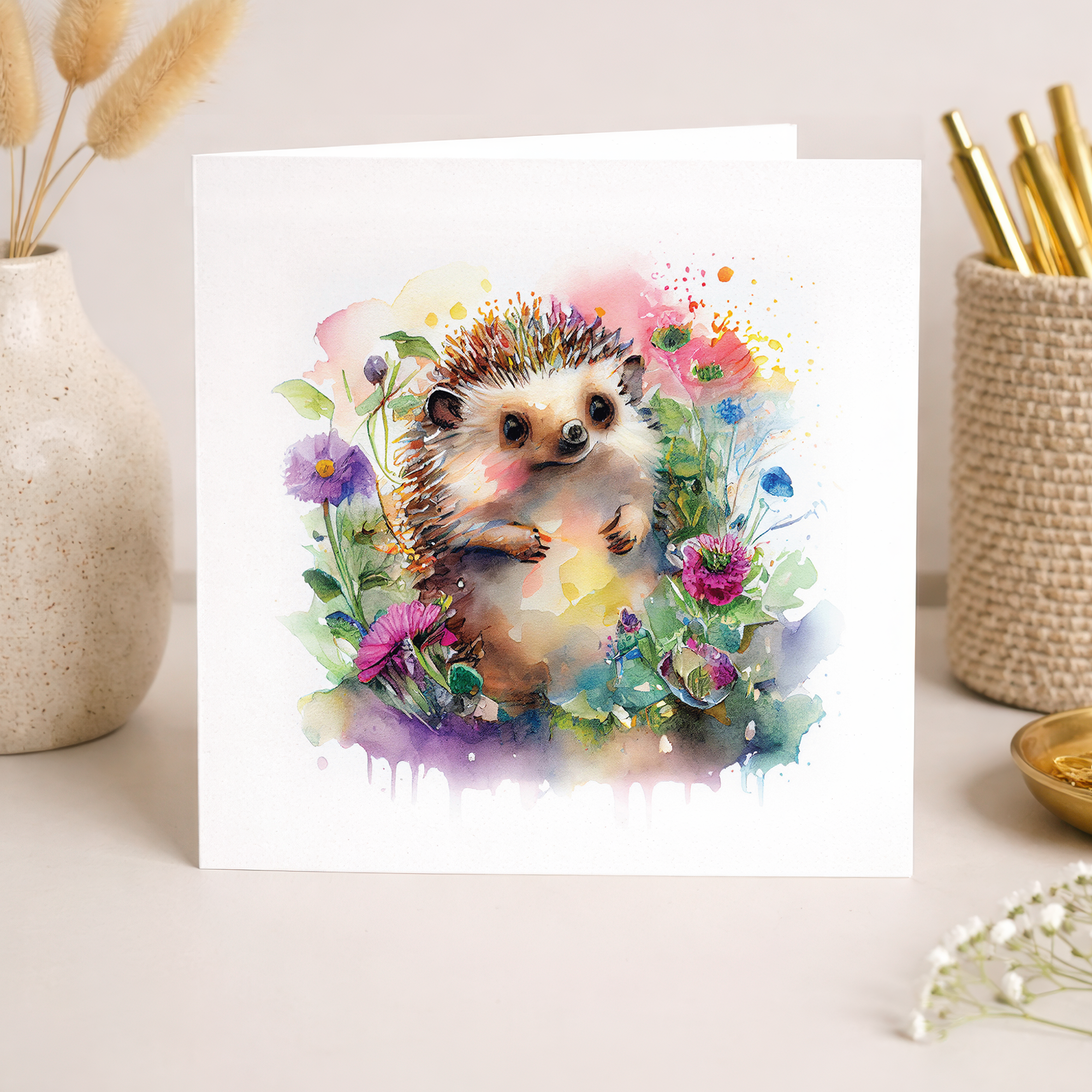 Notelet Card of a Hedgehog Any Occasion Card For Her or For Him Card For Birthday or Easter Card Thank You Card