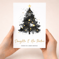 Festive Christmas greeting card for a daughter and her partner featuring a Christmas tree design and the message Wishing You A Merry Christmas.