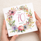 70th Birthday Card With Floral Illustration Pretty Seventy Card For Mum, Gran or Friend Seventieth Birthday Card