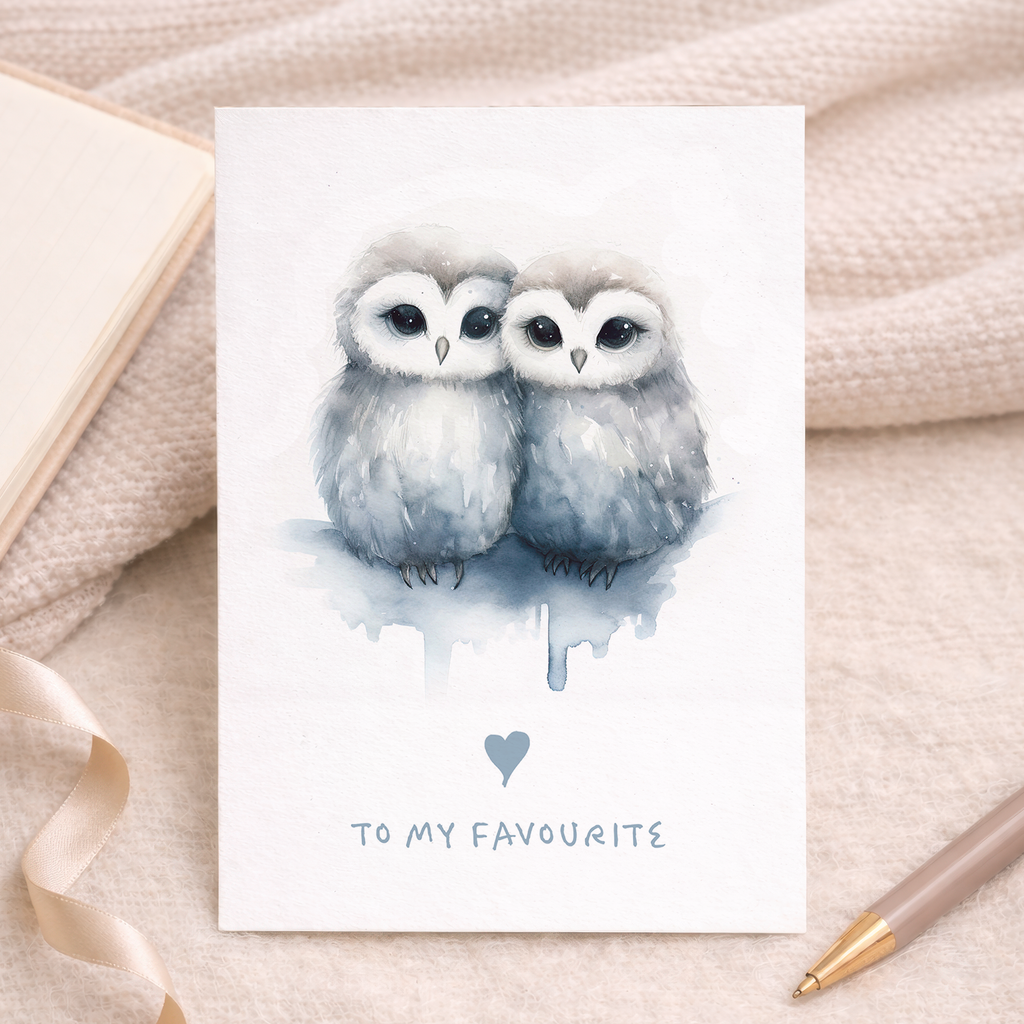 Valentine's Day Card for Her or Him Valentine's Day Card for Wife Valentine's Day Card For Husband Boyfriend or Girlfriend Owl Card