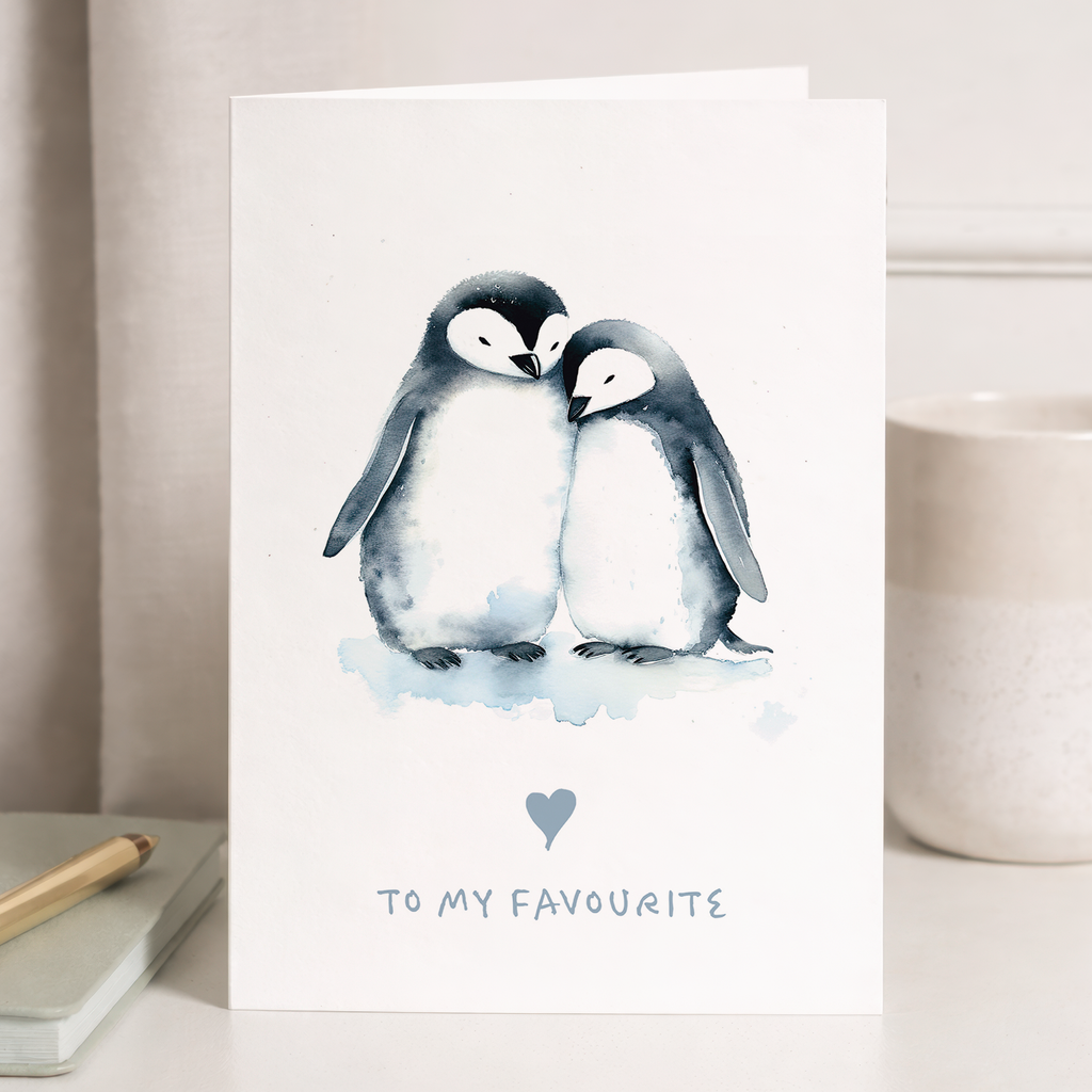Valentine's Day Card for Her Valentine's Day Card for Wife Valentine's Day Card For Husband Boyfriend or Girlfriend Cute Penguin Card