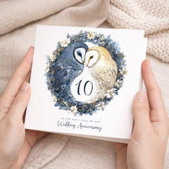 10th Wedding Anniversary Card Pretty Owl Design 10 Year Anniversary Tin Wedding Anniversary Card