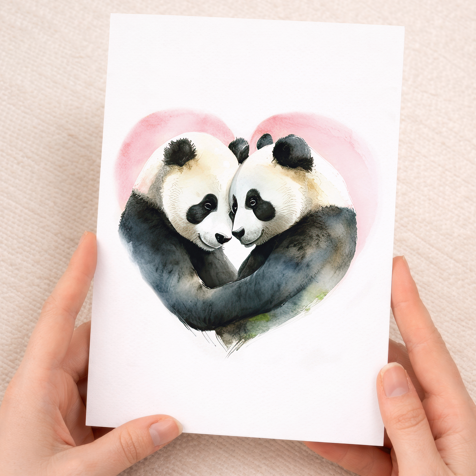 Valentine's Day Card for Her Valentine's Day Card for Wife Valentine's Day Card For Husband Boyfriend or Girlfriend Cute Pandas