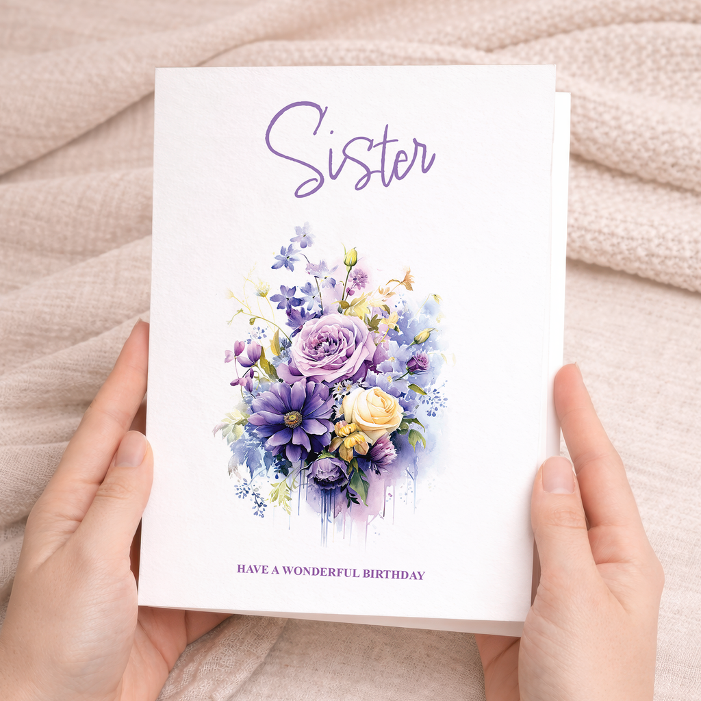 Floral Birthday Card for Sister with elegant flower designs and luxury finish.