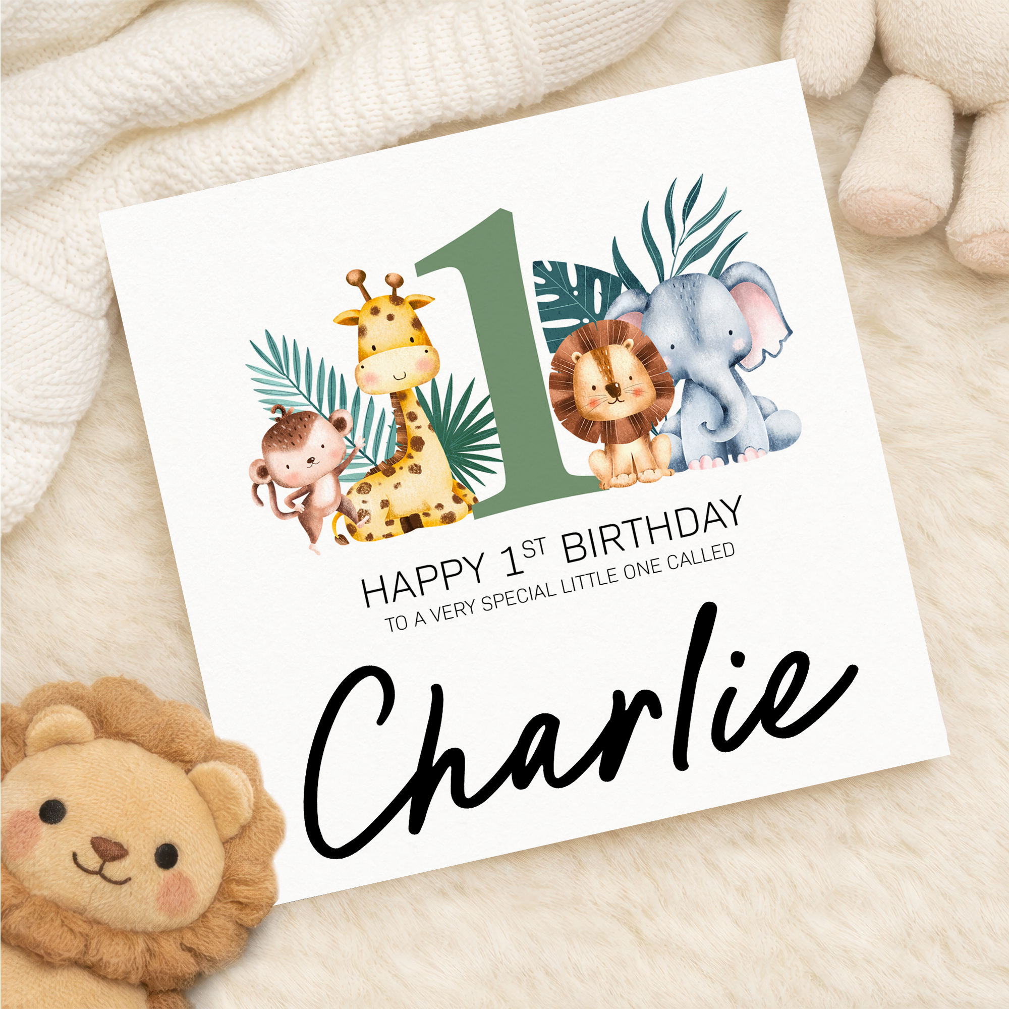 Personalised 1-8 Year Birthday Children's Card Jungle Themed Birthday Card For Boy or Girl