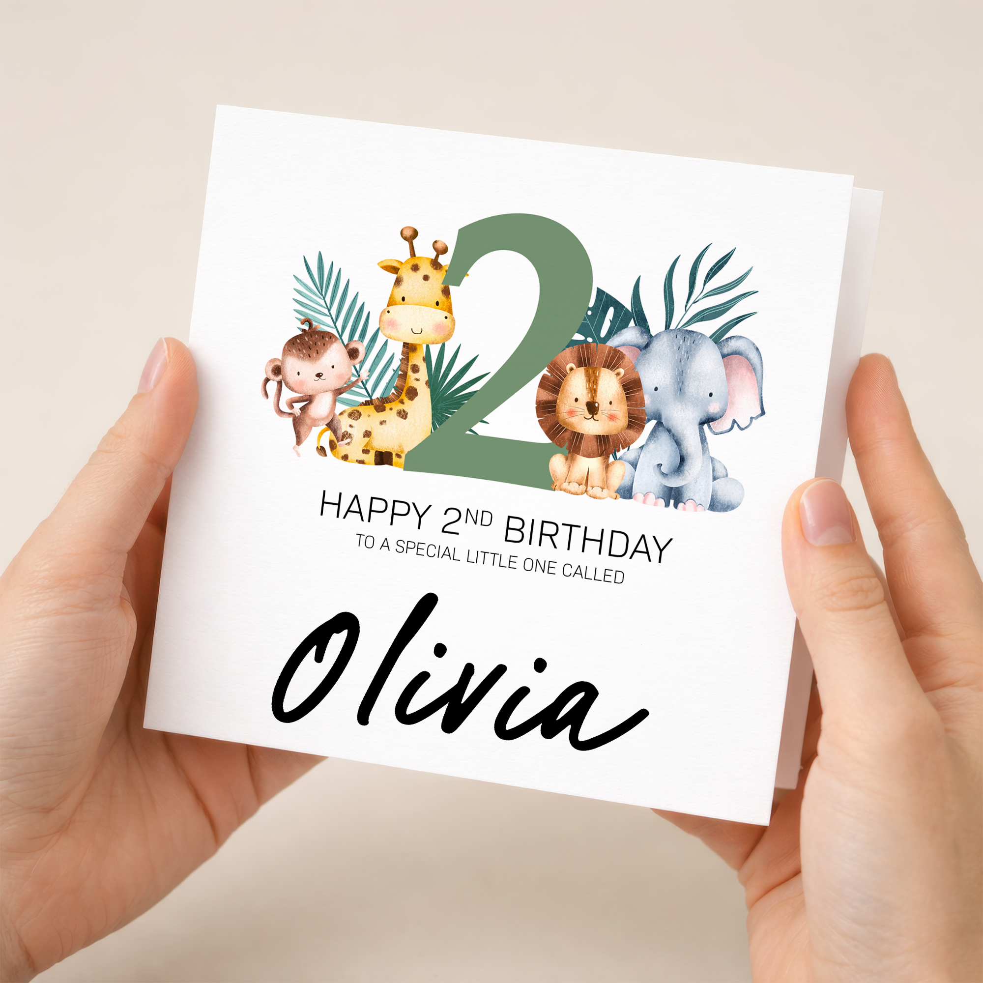Personalised 1-8 Year Birthday Children's Card Jungle Themed Birthday Card For Boy or Girl