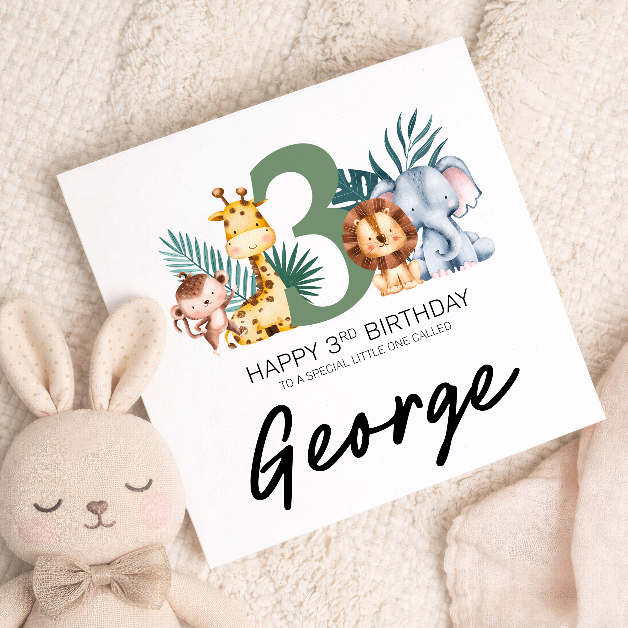 Personalised 1-8 Year Birthday Children's Card Jungle Themed Birthday Card For Boy or Girl