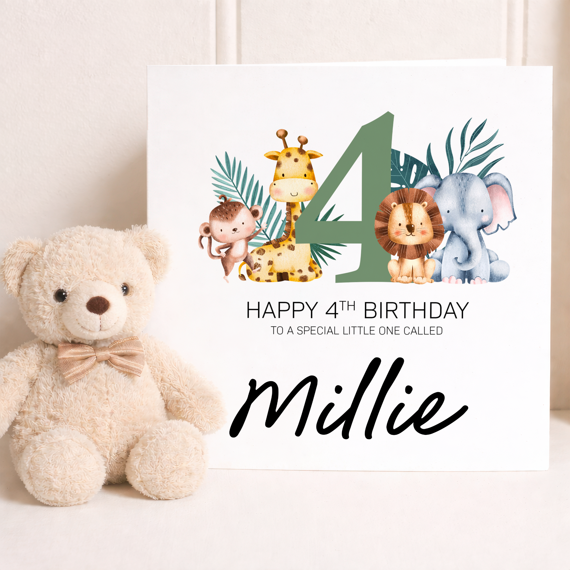 Personalised 1-8 Year Birthday Children's Card Jungle Themed Birthday Card For Boy or Girl