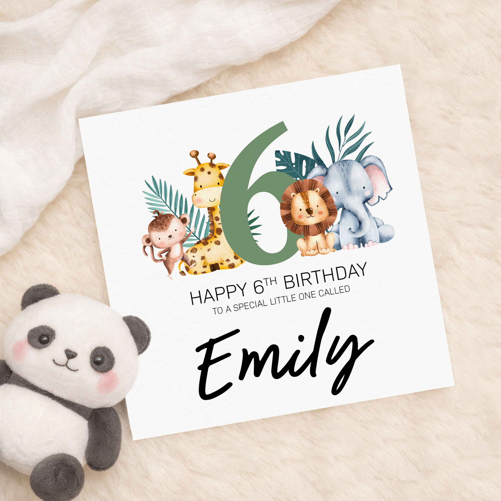 Personalised 1-8 Year Birthday Children's Card Jungle Themed Birthday Card For Boy or Girl