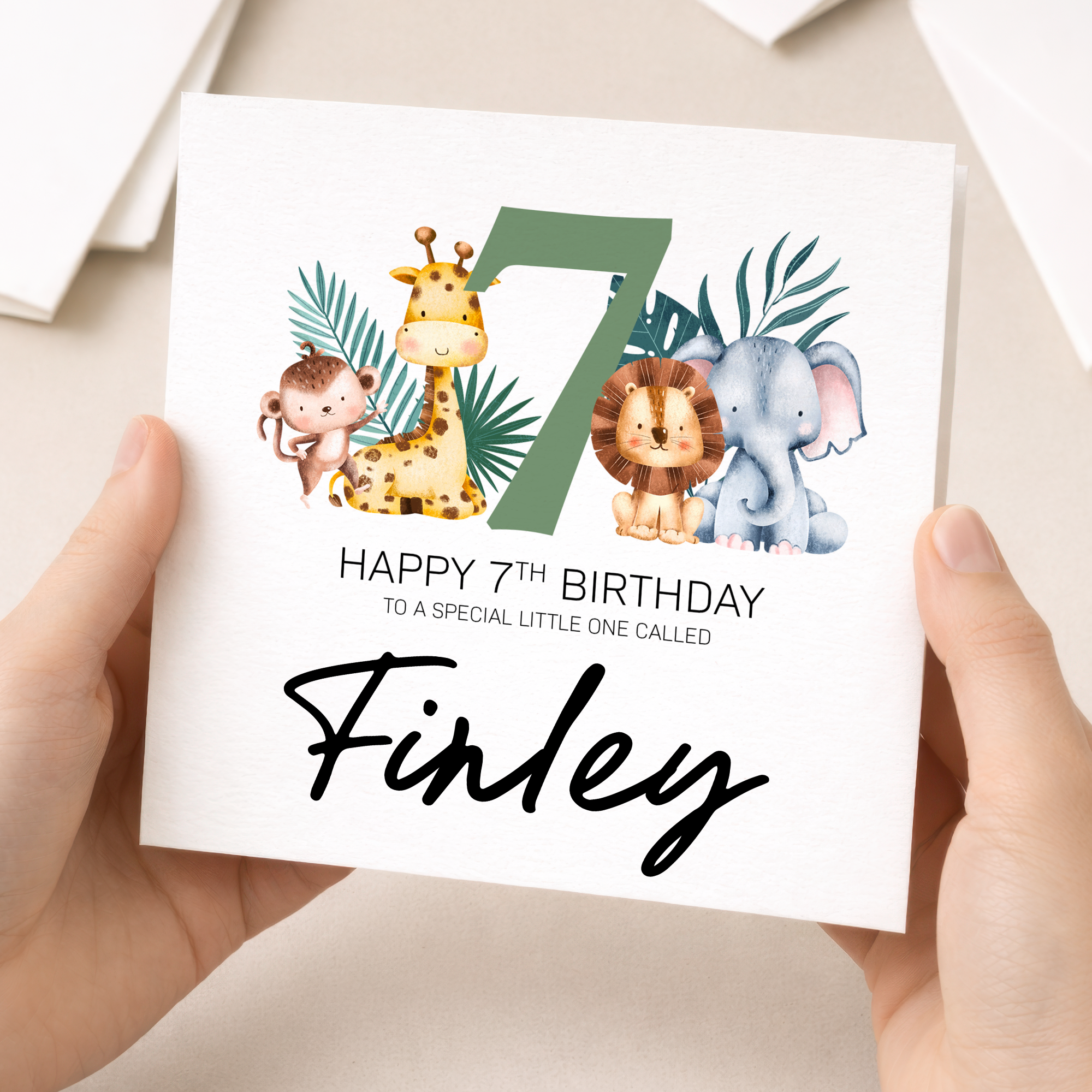 Personalised 1-8 Year Birthday Children's Card Jungle Themed Birthday Card For Boy or Girl