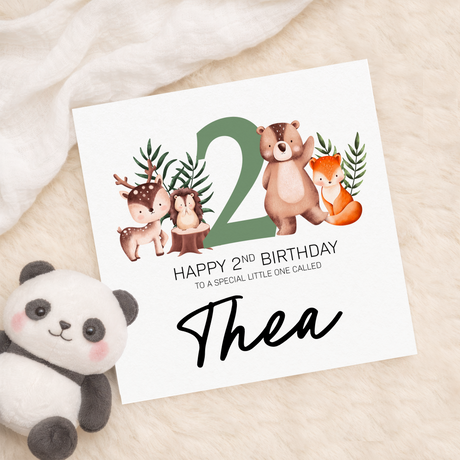 Personalised 1st 2nd 3rd 4th 5th 6th 7th or 8th Birthday Children's Card Woodland Themed Birthday Card For Boy or Girl Custom Card