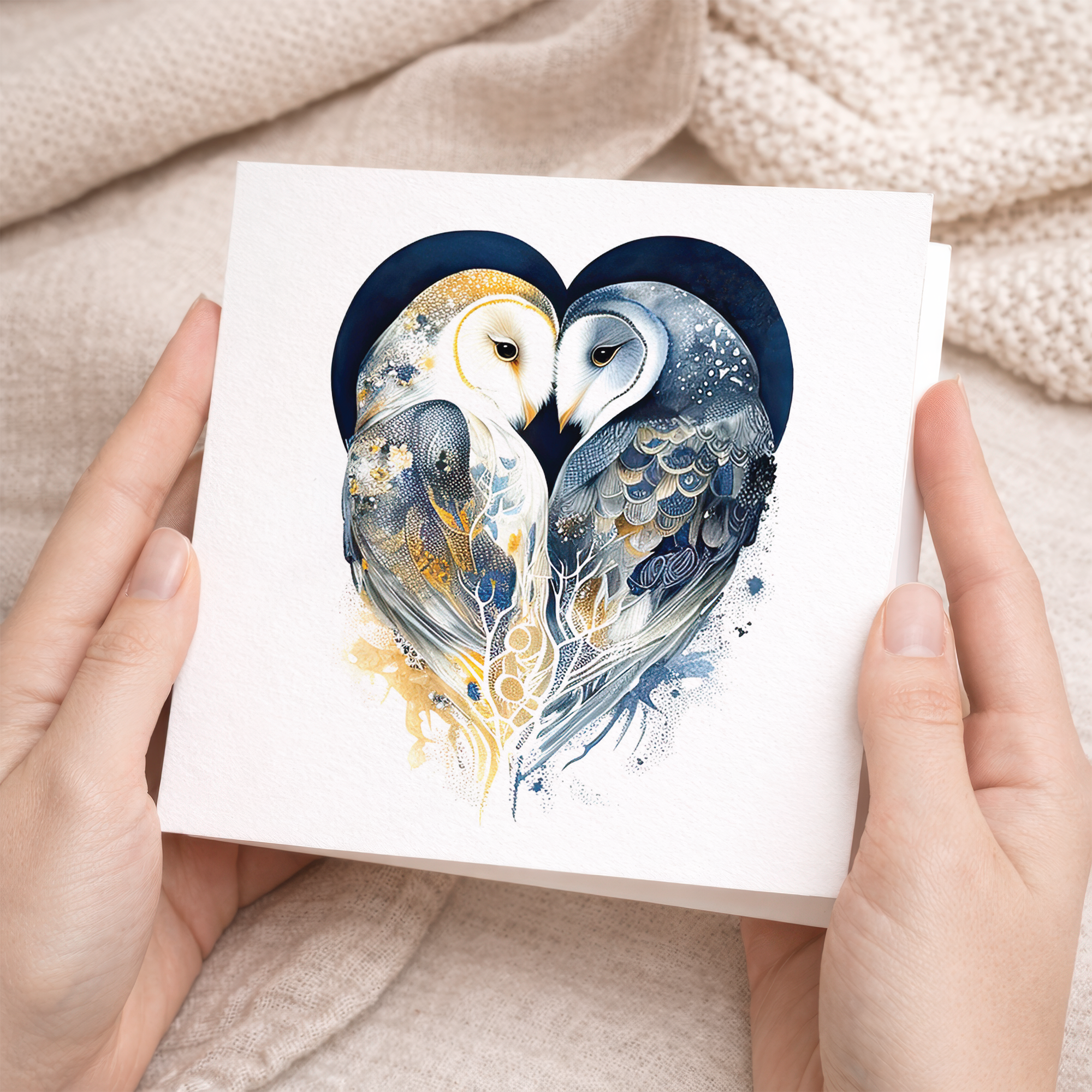 Valentine's Day Card For Wife Valentine's Day Card For Husband Boyfriend or Girlfriend Valentine's Day Card For Him or Her Blue Owls