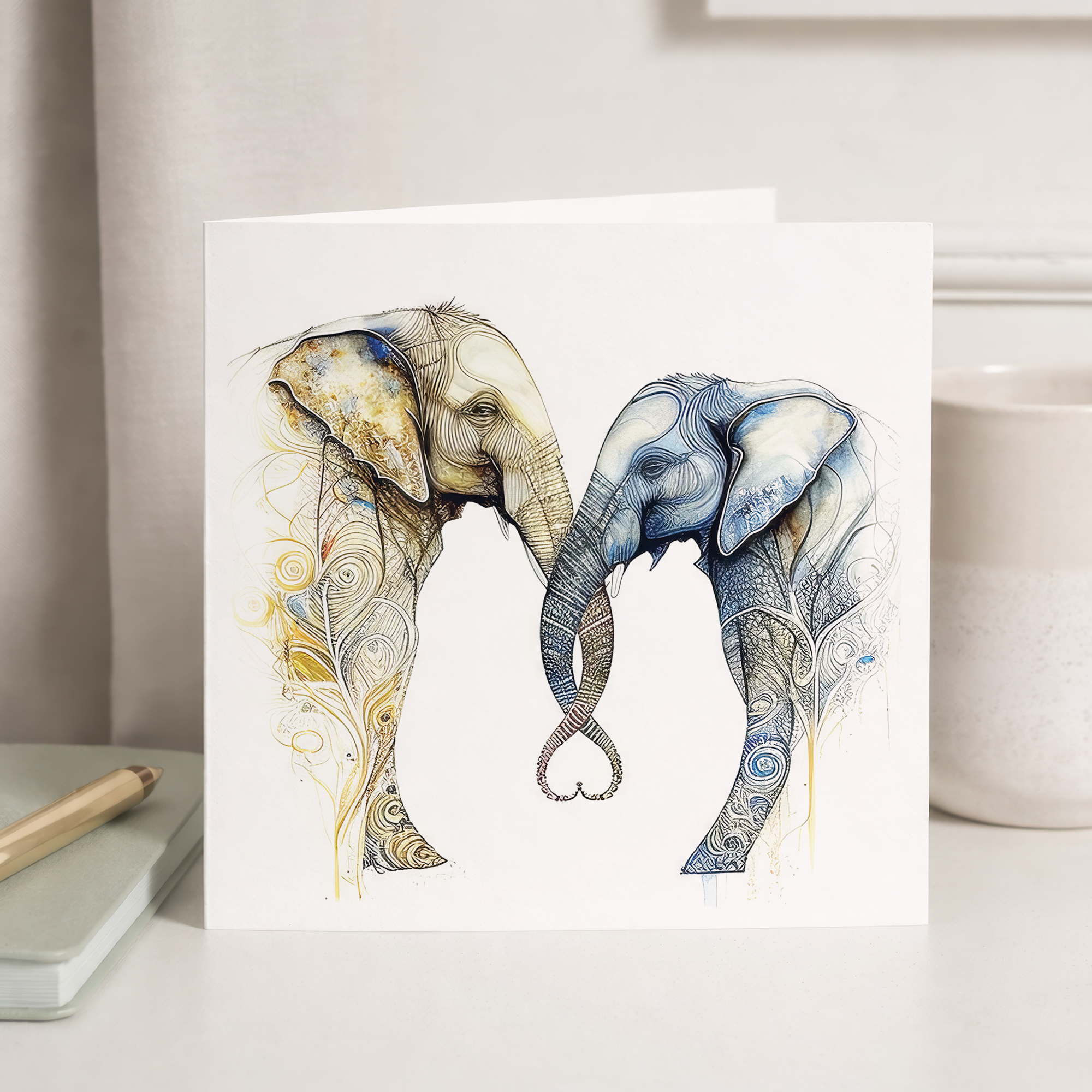 Valentine's Day Card For Wife Valentine's Day Card For Husband Boyfriend or Girlfriend Valentine's Day Card For Him or Her Elephants