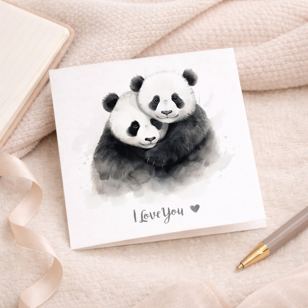 Anniversary Card For Wife Anniversary Card For Husband Boyfriend or Girlfriend Anniversary Card For Him or Her Panda Love
