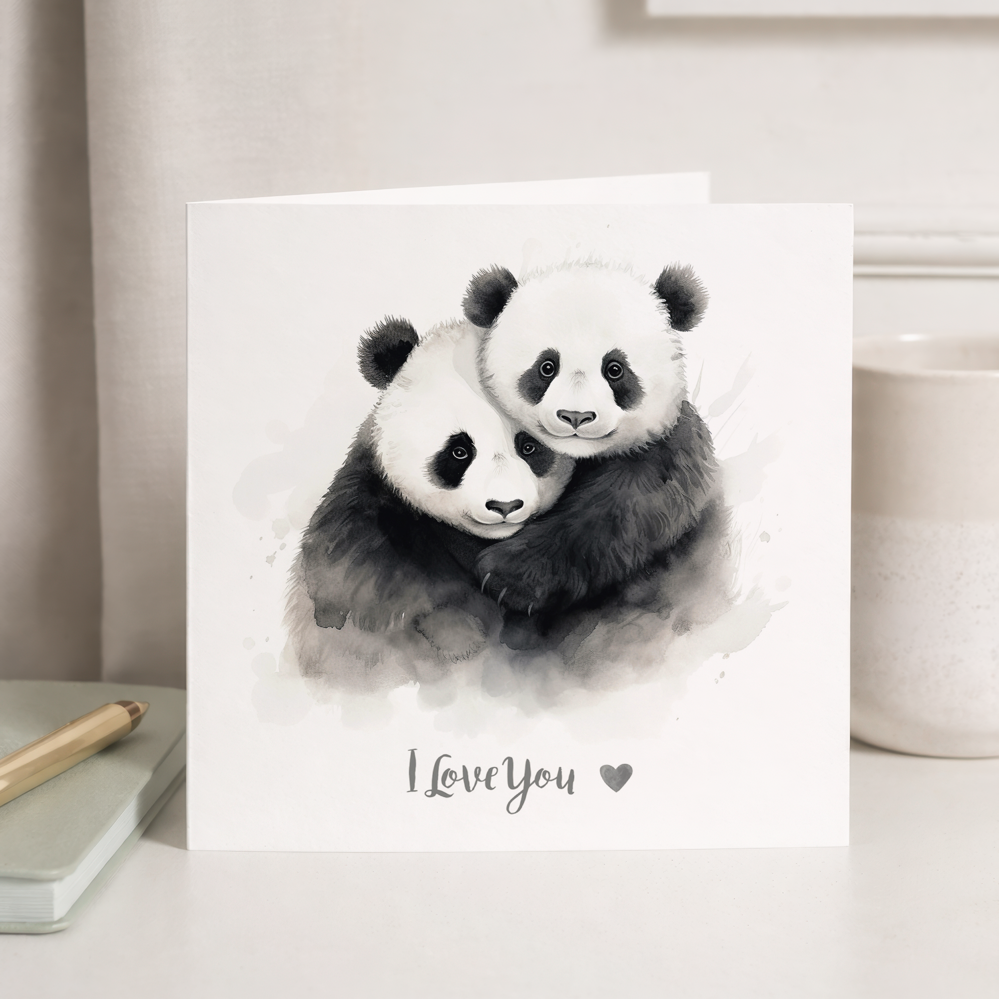 Valentine's Day Card For Wife Valentine's Day Card For Husband Boyfriend or Girlfriend Valentine's Day Card For Him or Her Panda Love