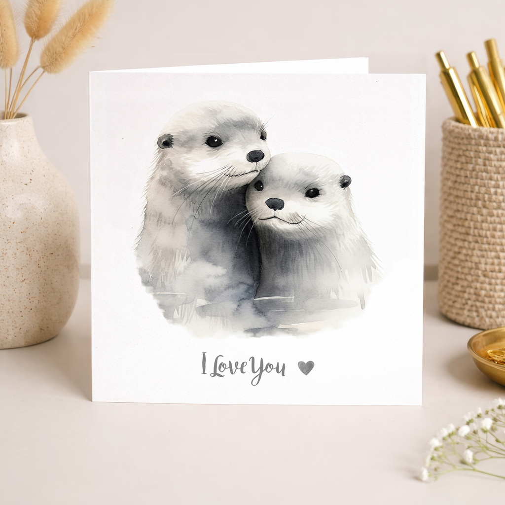 Valentine's Day Card For Wife Valentine's Day Card For Husband Boyfriend or Girlfriend Valentine's Day Card For Him or Her Otter Love