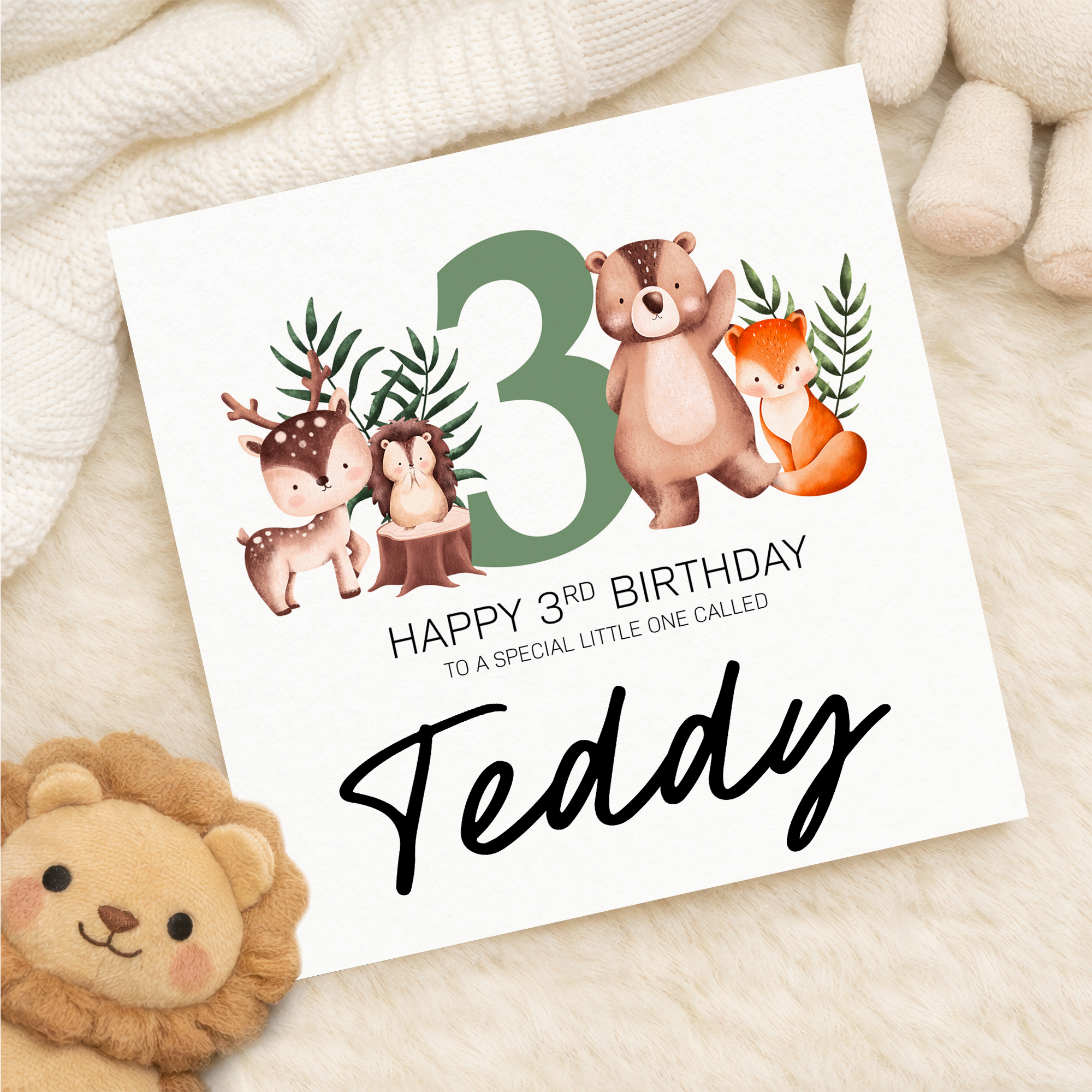 Personalised 1st 2nd 3rd 4th 5th 6th 7th or 8th Birthday Children's Card Woodland Themed Birthday Card For Boy or Girl Custom Card