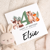 Personalised 1st 2nd 3rd 4th 5th 6th 7th or 8th Birthday Children's Card Woodland Themed Birthday Card For Boy or Girl Custom Card