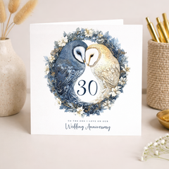 30th Wedding Anniversary Card Pretty Owl Design 30 Year Anniversary Pearl Wedding Anniversary Card