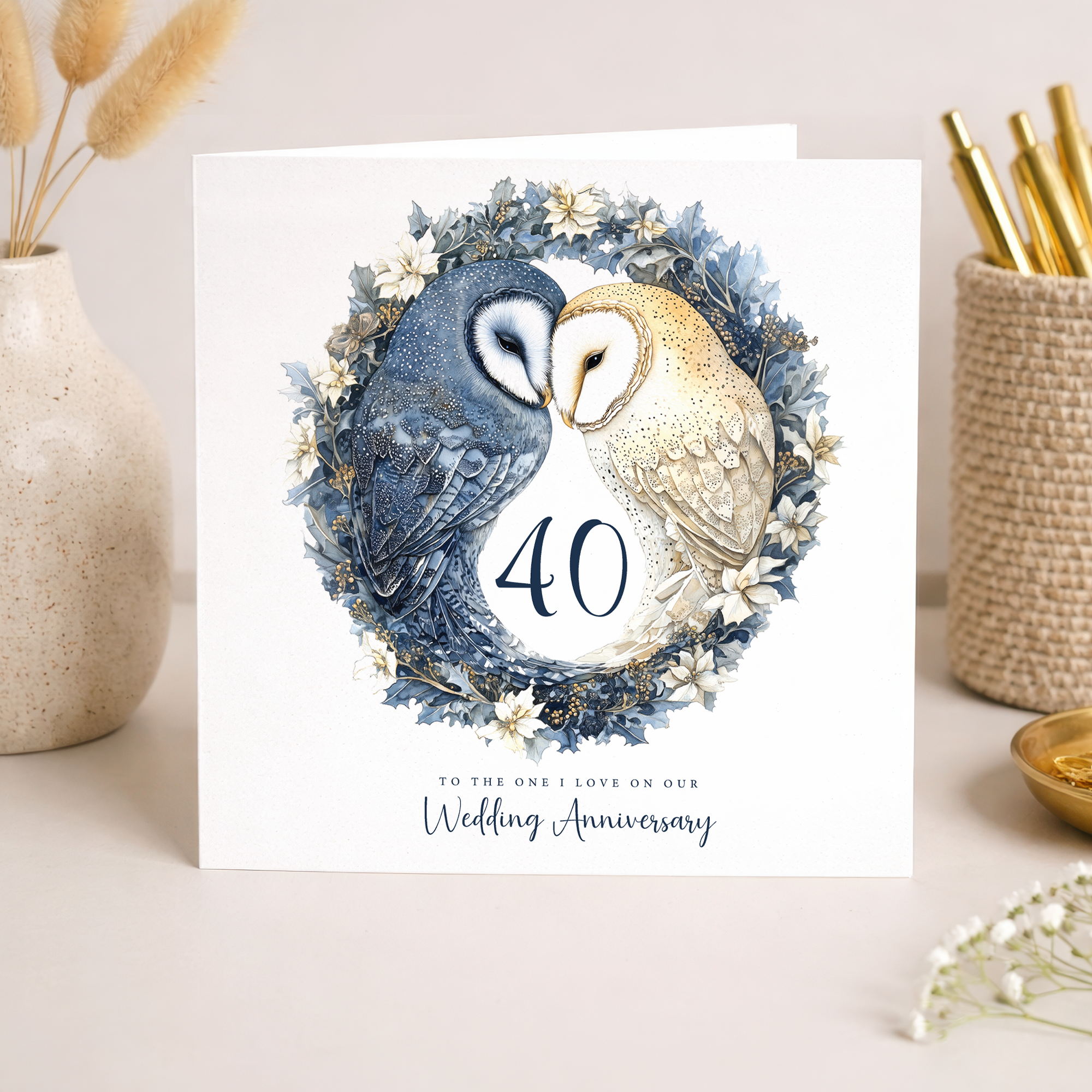 40th Wedding Anniversary Card Pretty Owl Design 40 Year Anniversary Ruby Wedding Anniversary Card