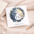 75th Wedding Anniversary Card Pretty Owl Design 75 Year Anniversary Diamond Wedding Anniversary Card