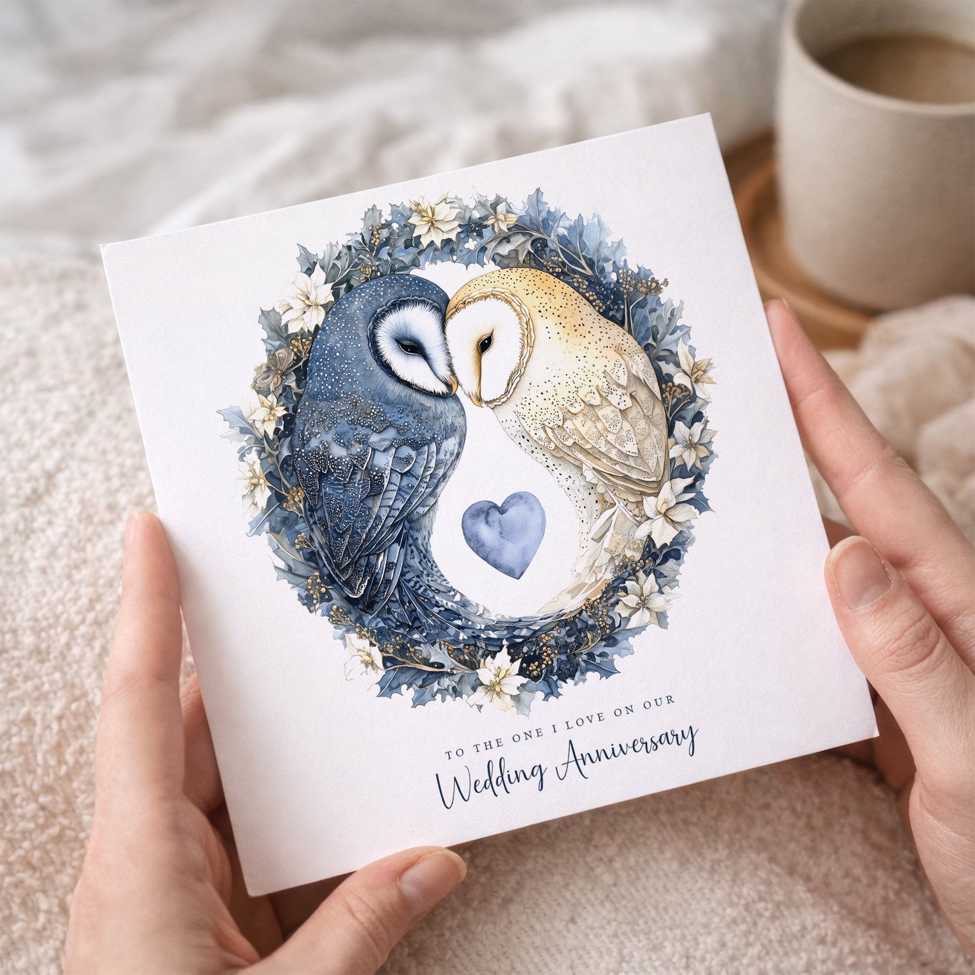 Wedding Anniversary Card Pretty Owl Design with Love Heart Card For Wedding Anniversary Card