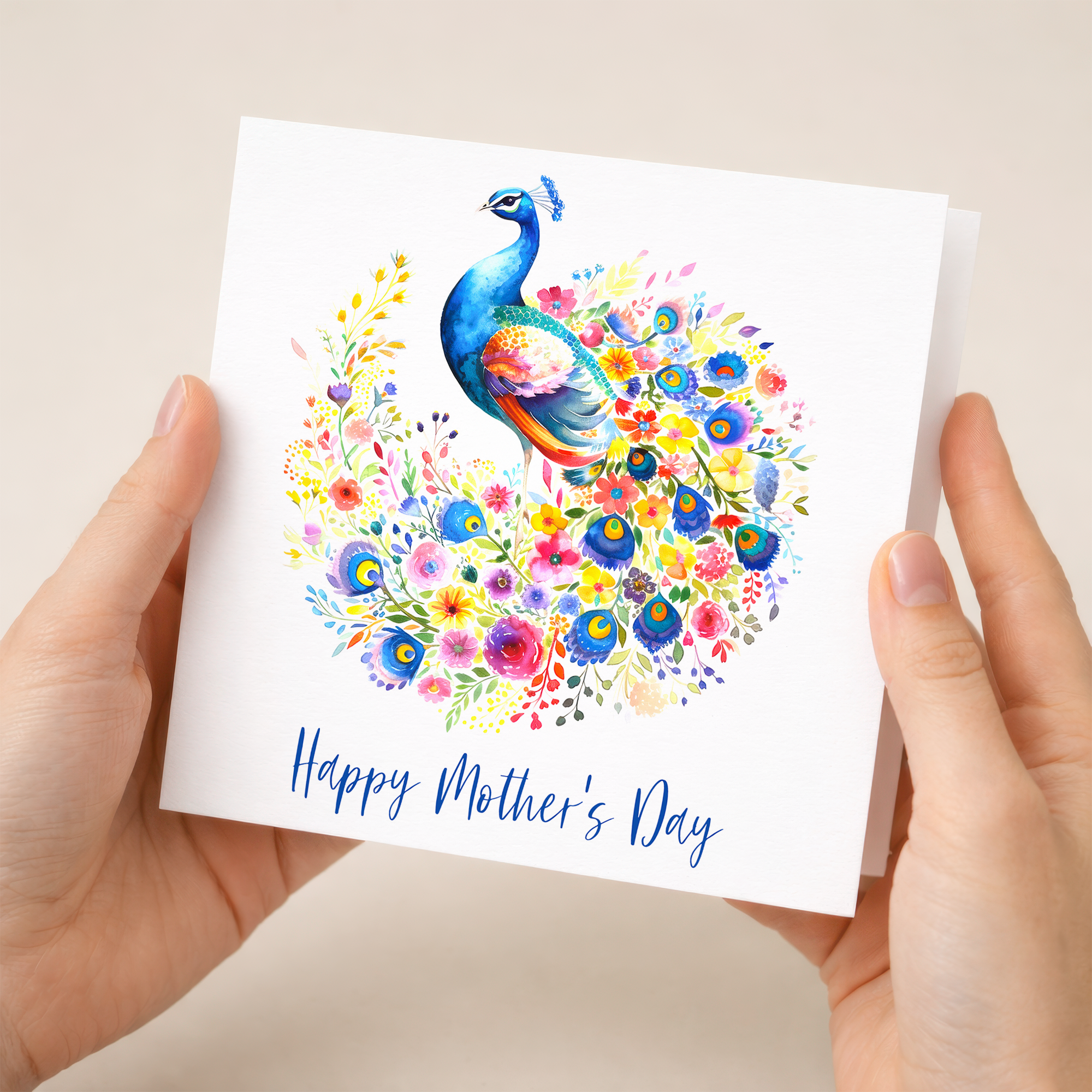 Mother's Day Card For Mum Happy Mother's Day Mothers Day card Mothering Sunday Peacock Flower Mother's Day Card For Mom Mommy Mum Mummy