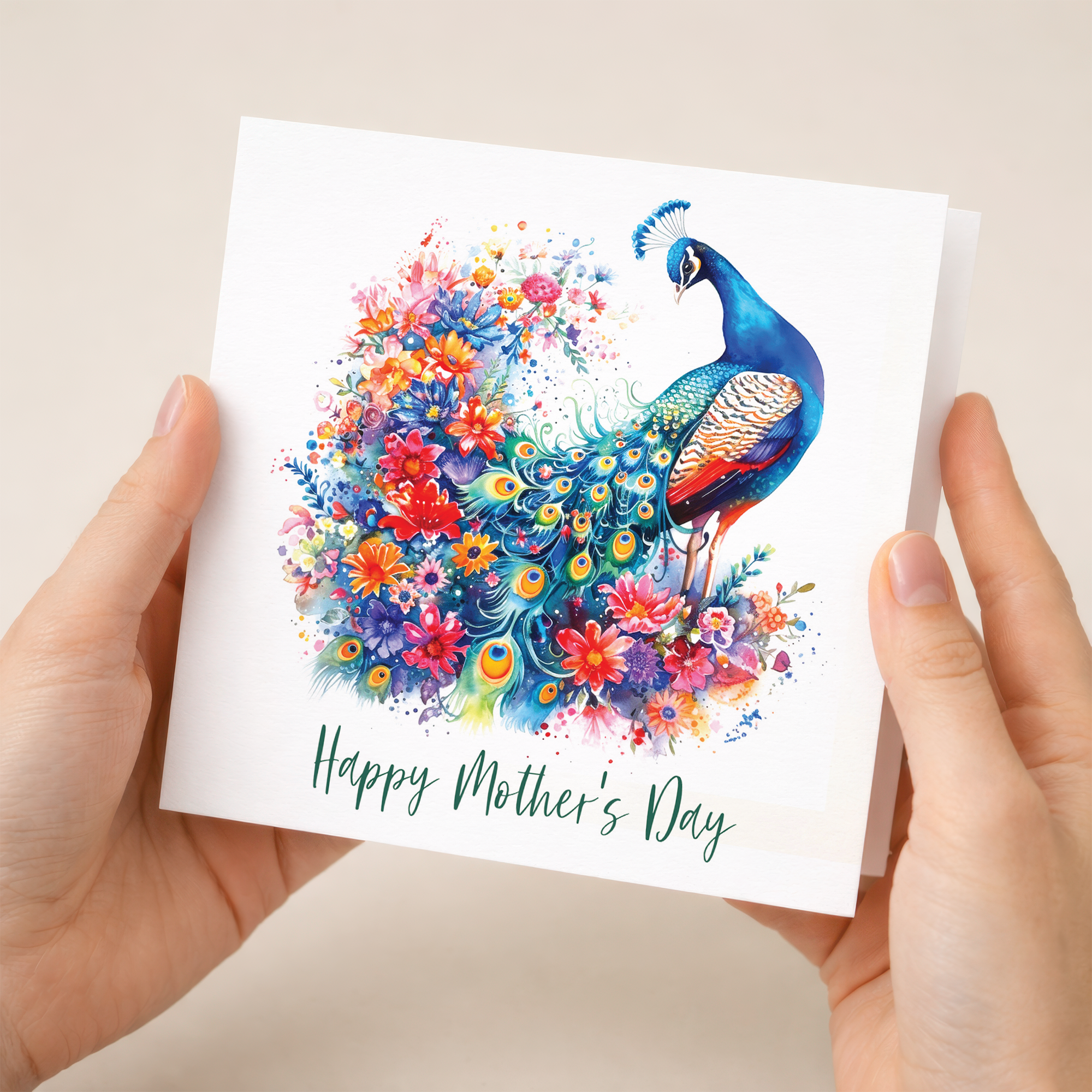 Mother's Day Card For Mum Happy Mother's Day Mothers Day card Mothering Sunday Flower Peacock Mother's Day Card For Mom Mommy Mum Mummy