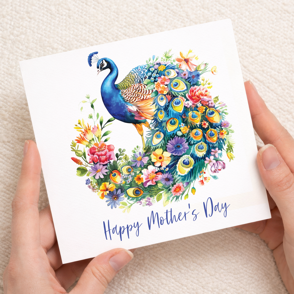 Mother's Day Card For Mum Happy Mother's Day Mothers Day card Mothering Sunday Peacock Pretty Mother's Day Card For Mom Mommy Mum Mummy