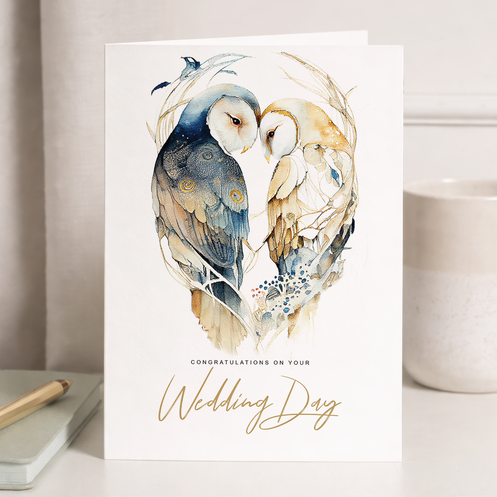 Personalised Wedding Card For Couple Custom Wedding Card Wedding Card For Son and Daughter Inlaw Card Owl Wedding Card