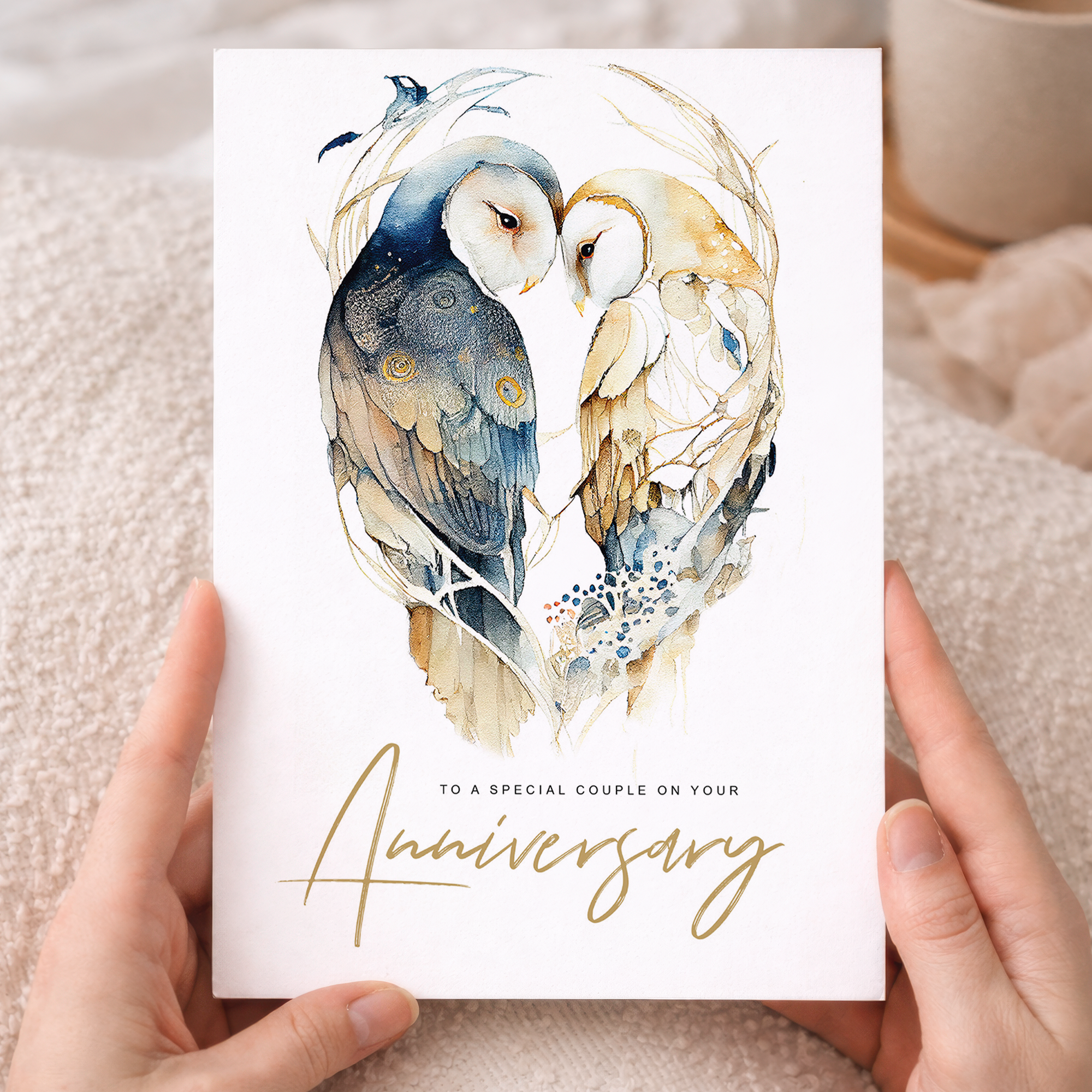 Personalised Owl Anniversary Card Custom For Couple Son and Daughter Inlaw