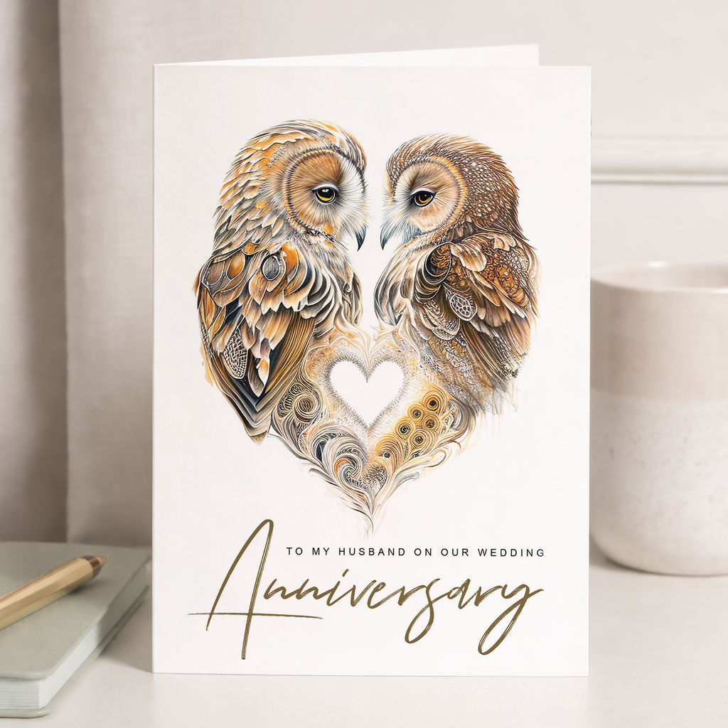 Anniversary Card for Husband Love Birds Wedding Card for Her Husband