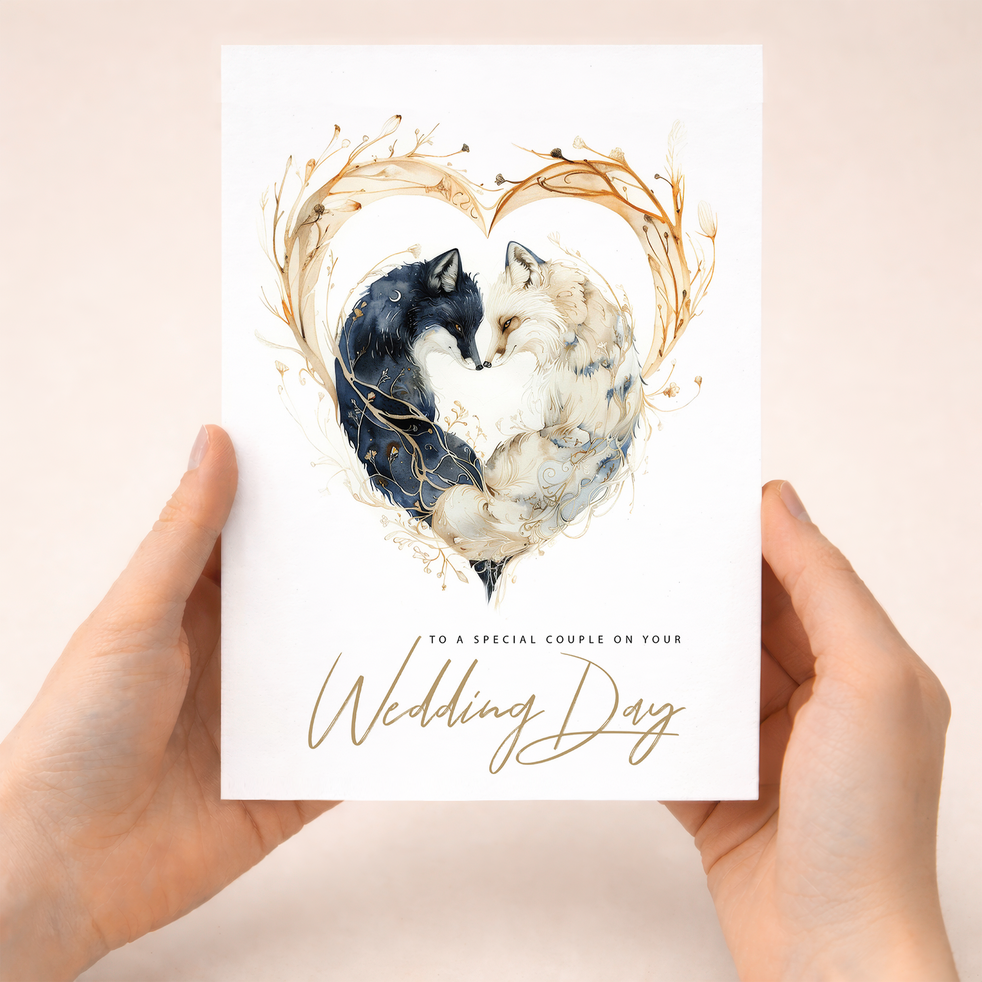 Personalised Wedding Card for Couple Son Daughter In Law Fox Love Heart