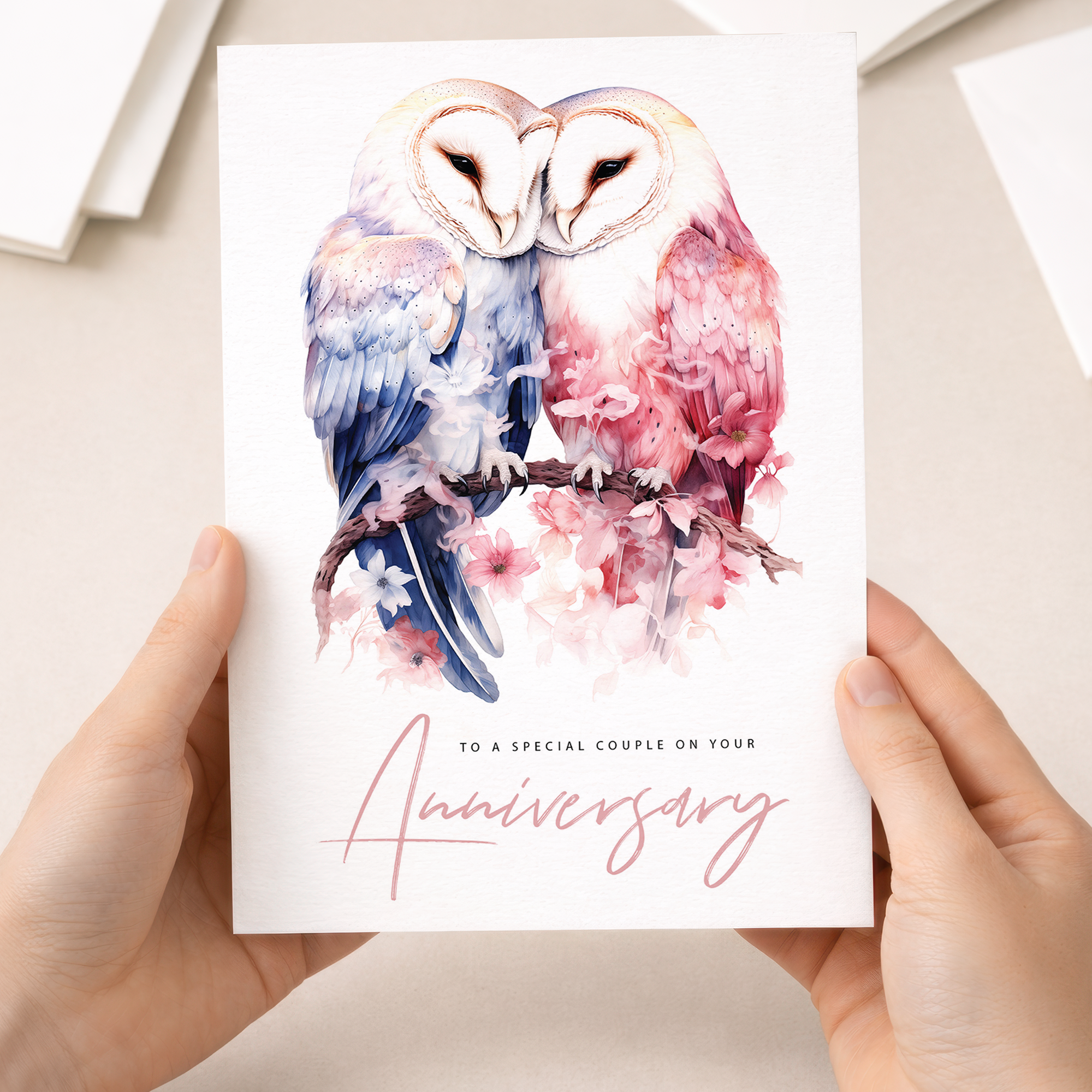Anniversary Card for Couples Daughter Son in Law Owls Love Theme