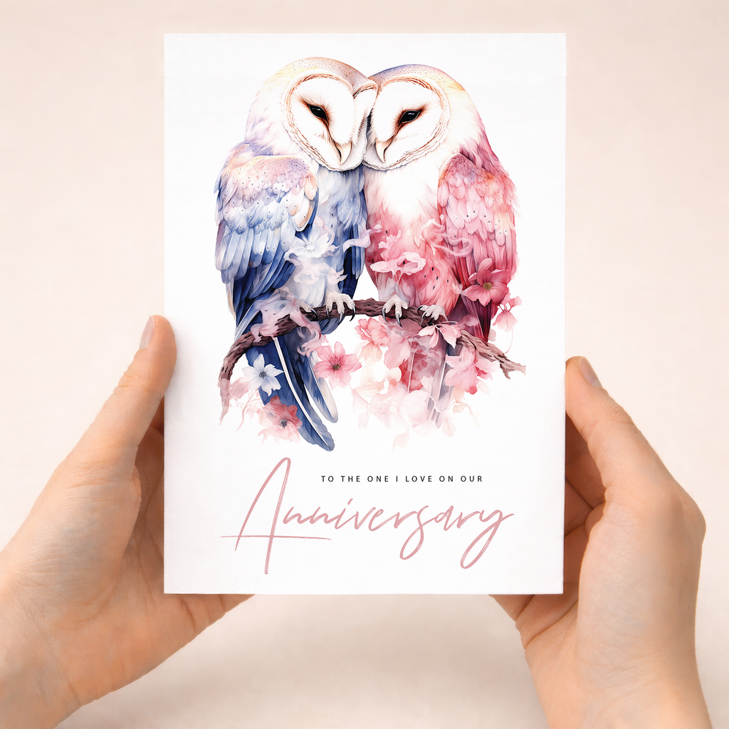Wife Husband Anniversary Card Owl Couple Engagement Wedding Card