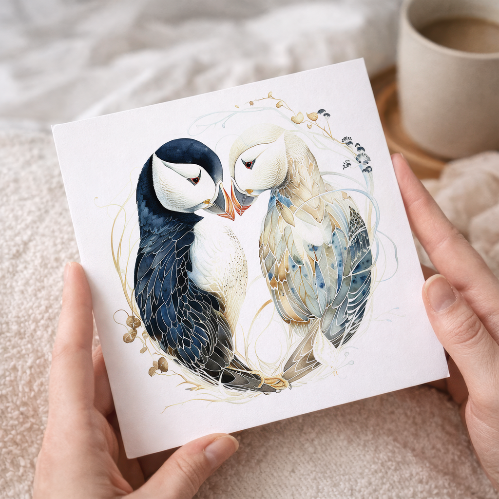 Anniversary Card For Husband Card for Anniversary Card For Wife Puffins Anniversary Card For Couple Engagement Card For Couple Wedding Card