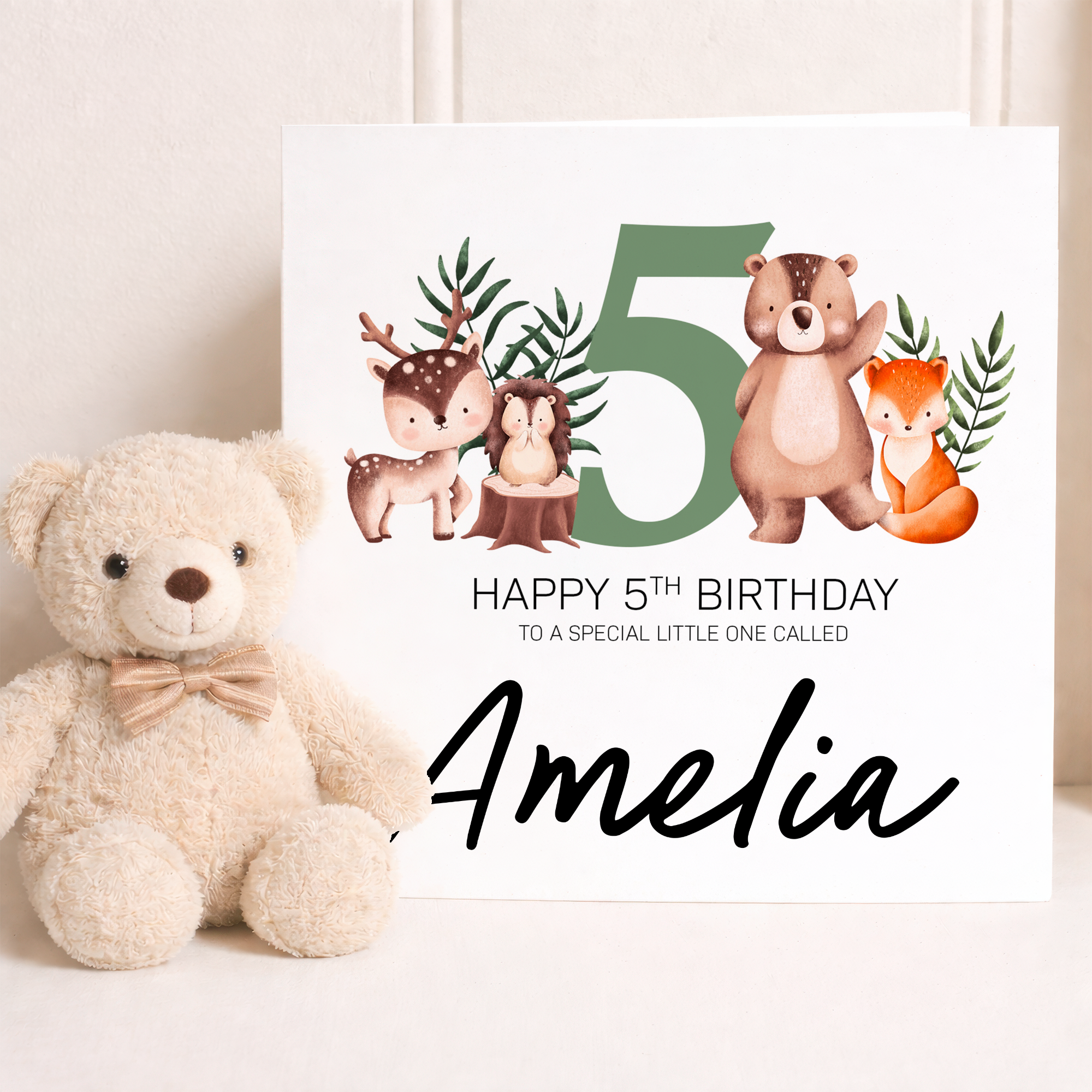 Personalised 1st 2nd 3rd 4th 5th 6th 7th or 8th Birthday Children's Card Woodland Themed Birthday Card For Boy or Girl Custom Card