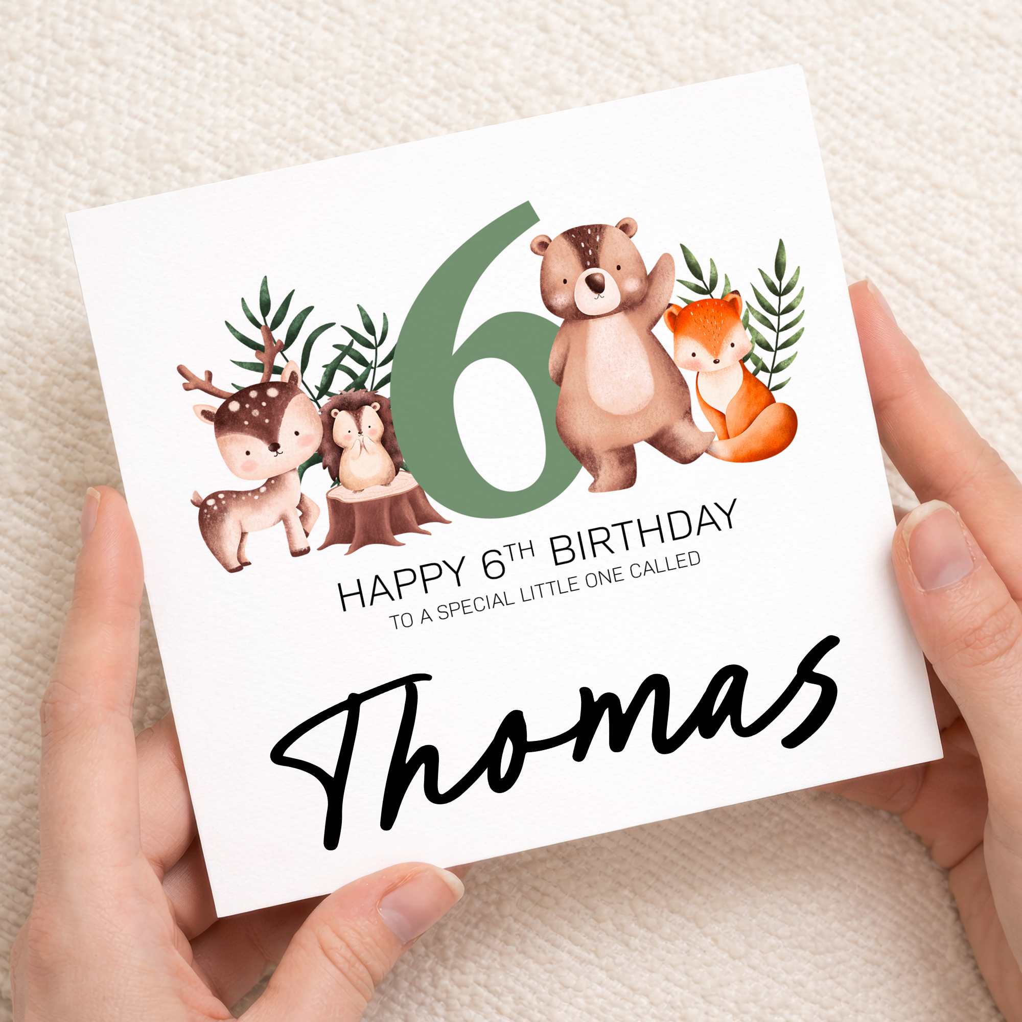 Personalised 1st 2nd 3rd 4th 5th 6th 7th or 8th Birthday Children's Card Woodland Themed Birthday Card For Boy or Girl Custom Card