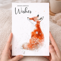 Elegant Christmas Card Featuring a Watercolour Fox Illustration Christmas Wishes Fox Christmas Card