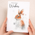 Elegant Christmas Card Featuring a Watercolour Rabbit Illustration Christmas Wishes Bunny Christmas Card