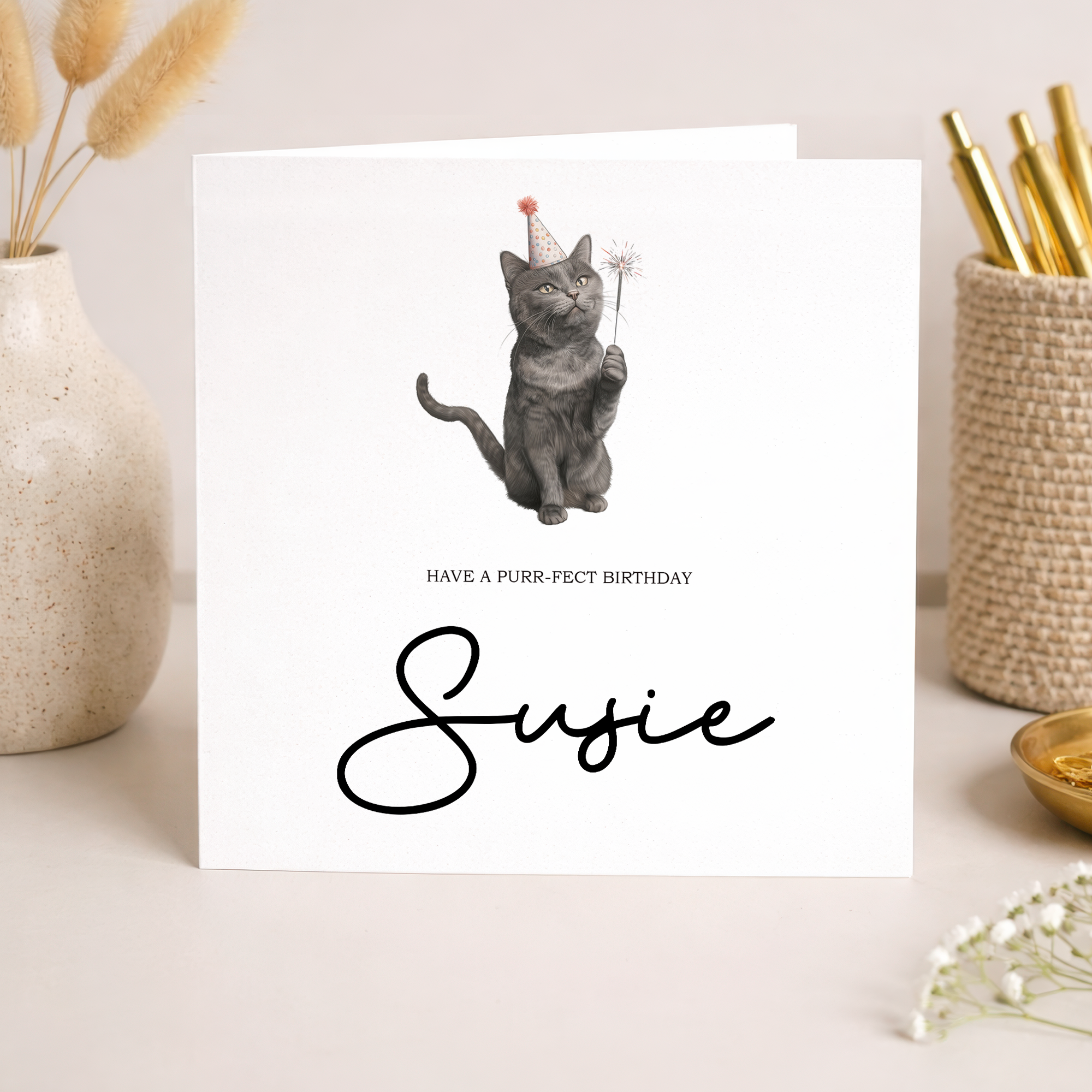 Personalised Birthday Card For Him or Her Puffin Birthday Card Custom Name Birthday Card