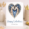 Valentine's Day Card for Wife or Husband, The One I Love, Unique Giraffe Heart Design, Special, Elegant