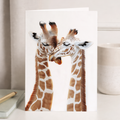 Cute Giraffes Anniversary Card - Love Card for Husband, Wife, Boyfriend or Girlfriend - Large 5x7 Inch - White Matte Finish - 1 Card
