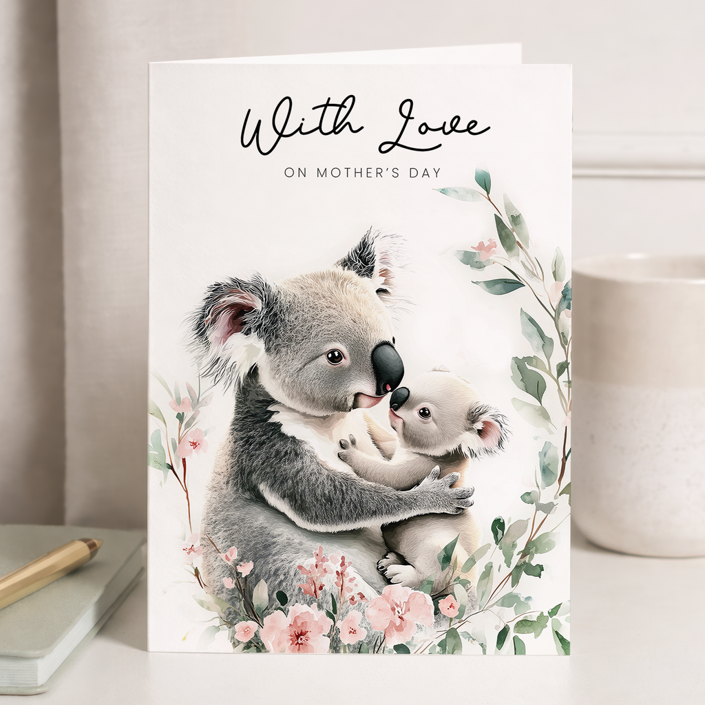 Mother's Day Card Cute Koala Illustration For Wildlife Lover Pretty Mother's Day Card For Mum