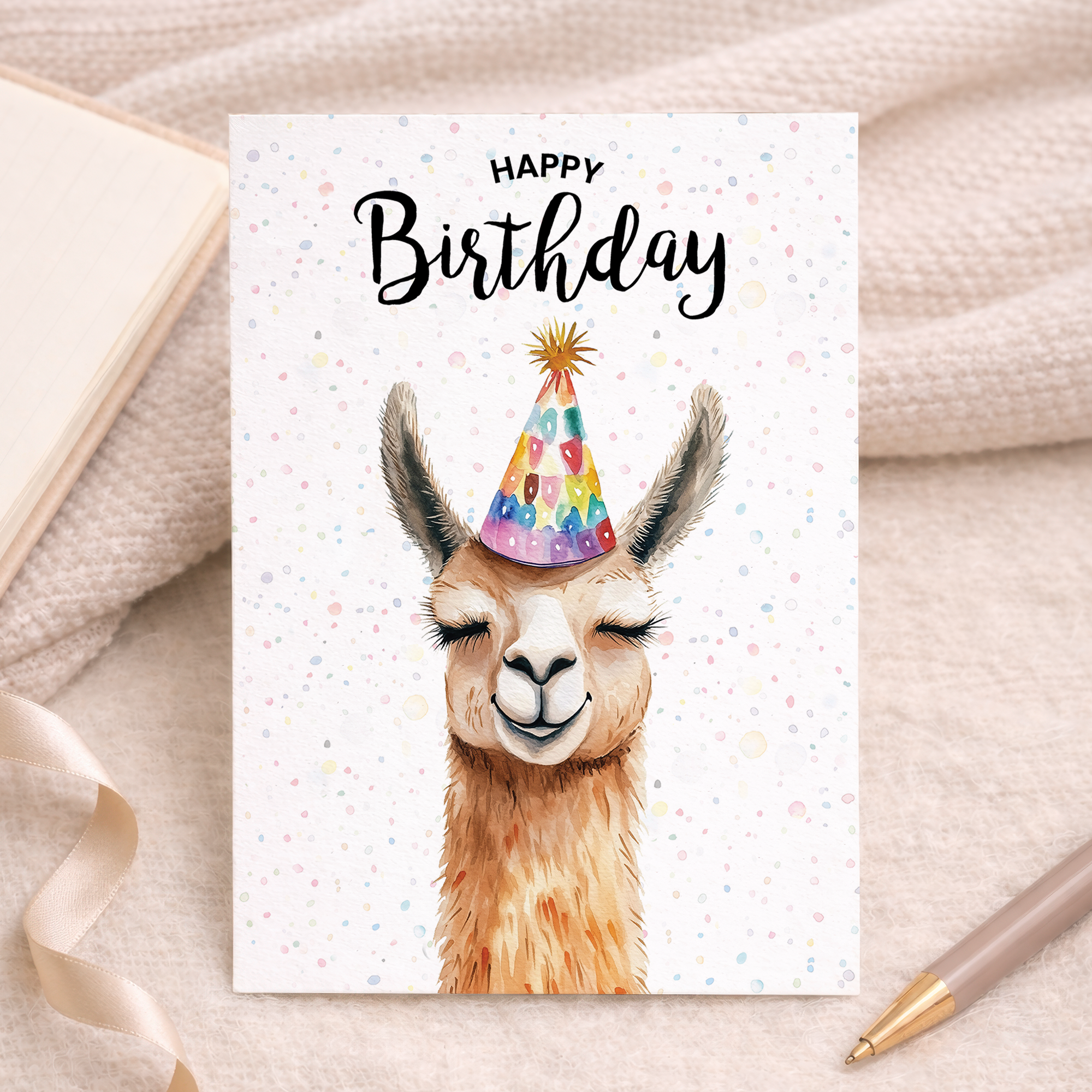 Llama Birthday Card for Him or Her featuring a fun llama illustration for a birthday gift.