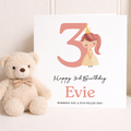 Personalised Princess Birthday Card for Girls Ages 3 4 5 6 – Cute Pink Princess Kids Birthday Card, Fun Party Card